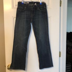 EUC JCrew ultra low rise bootcut jeans size 28